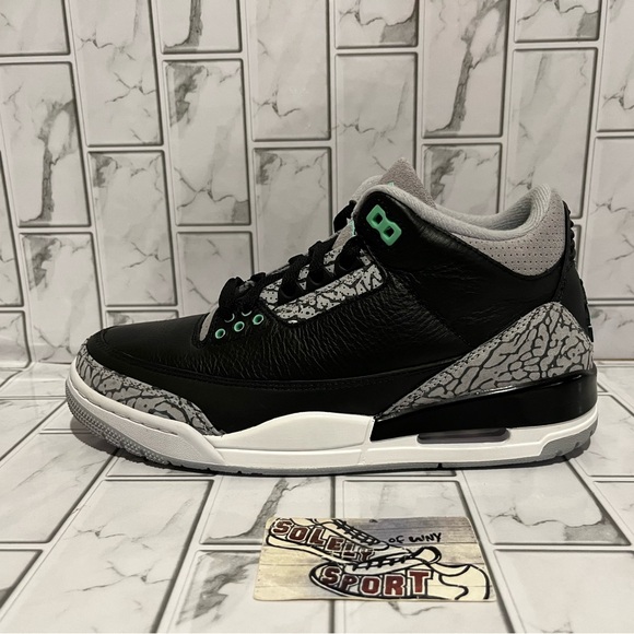 New Nike Air Jordan 3 Retro Green Glow Black Cement 2024 Mens Size 14 - Picture 8 of 12
